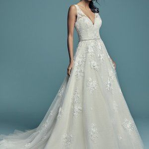 Maggie Sottero Lace Ivory Wedding Dress Size 14